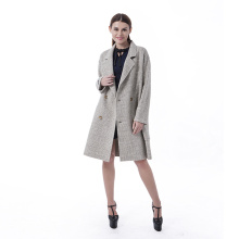 Beige double-breasted cashmere overcoat
