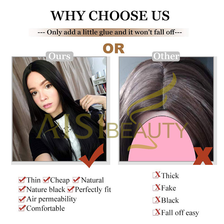Aisi Beauty High Quality Vendor Cheap Long Straight Natural Black Wig Swiss Lace Synthetic Hair For Black Women Lace Front Wig