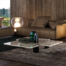 Small Round And White Gold Rectangle Coffee Table