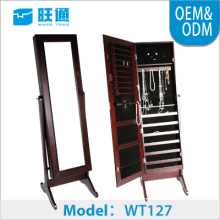 Multifunction wooden dressing mirror with storage, floor stand dressing mirror