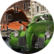 Classical Cars Glass Wall Clock
