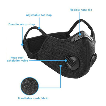 Bicîhkirina çîçekek Reusable Riding Carbon Sport Mask