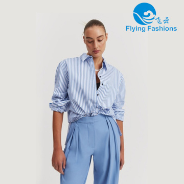 Blue and white striped cotton shirt