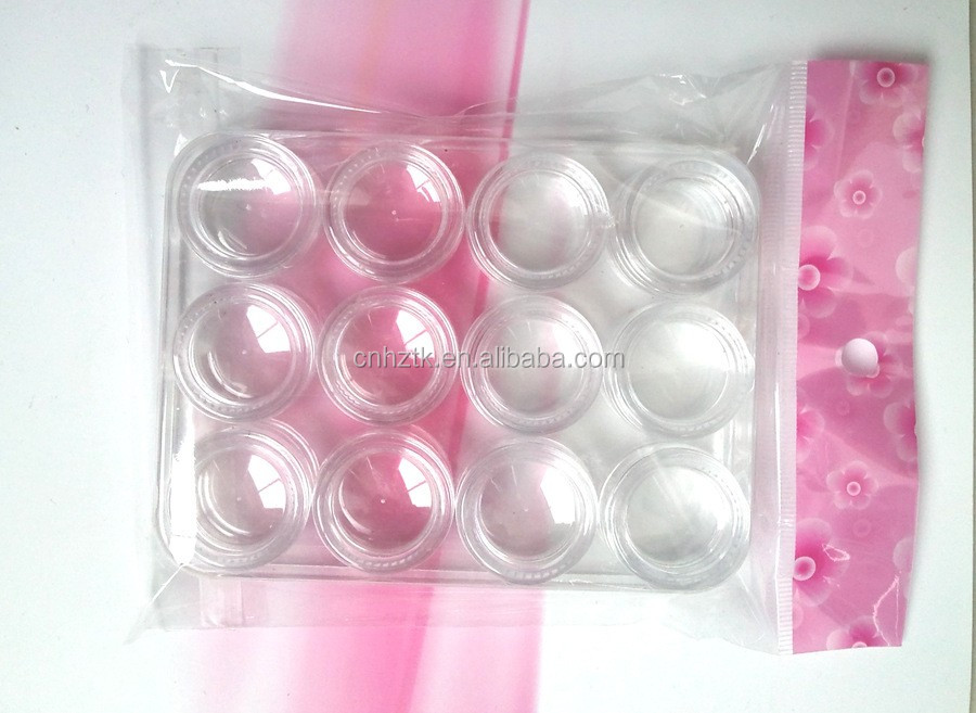 3g 5g 10g jewelry transparent box cosmetic cream jar 12pcs sets travel kit cream jar Nail bottles