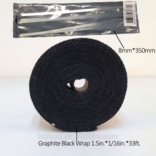 1.5"x10m High Exhaust Heat Wrap Resistant Downpipe Graphite black Wrap