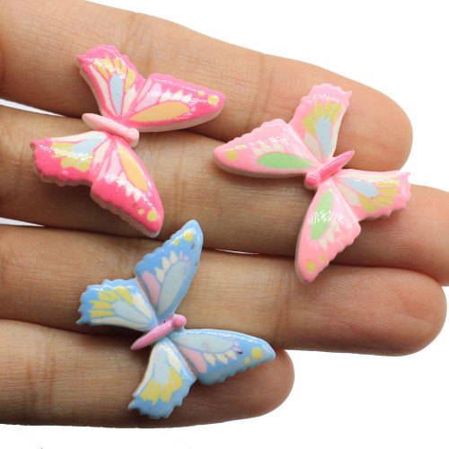 Hot Selling 100 stks / partij Vlinder Hars Plaksteen Cabochon Kawaii Vlinder Versiering Voor Scrapbooking Haarelastiekjes Craft