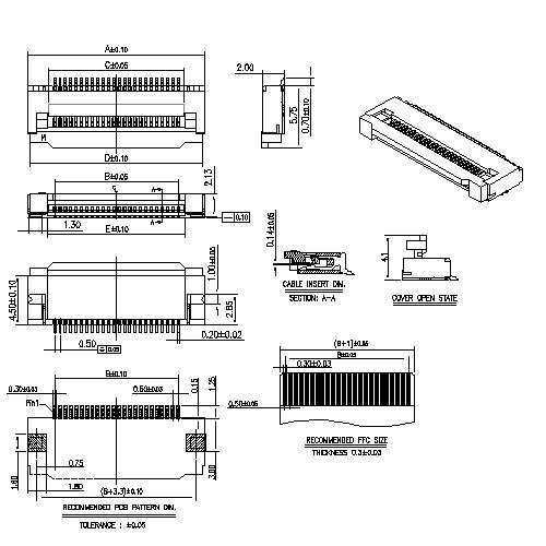 0.5mm Pitch FPC SMT Right-Angle Bottom contact with Flip-lock Actuator FPC0.5-XXRMBXX12