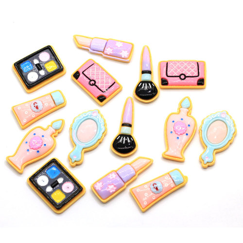 Hot Popular & Kawaii Make Up Set Flatback Resin Cabochons Nail Polisa Mirror Lipstick Make Up Slime Charms Embellishments