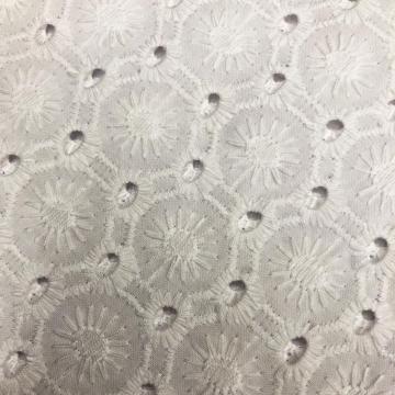 Embroidery White Knitting Fabric