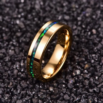 Black IP Tungsten Opal Eternity Ring