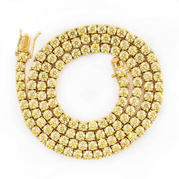 Customizable SINOCRE Moissanite & Solid Gold Tennis Necklace with 925 Silver Chain