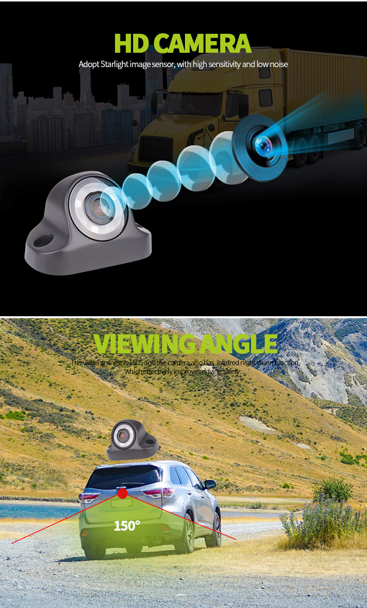 Adopt Sony Star Wide Dynamic Sensor 1080p Video HD Night Vision Small Car Camera Font And Rear