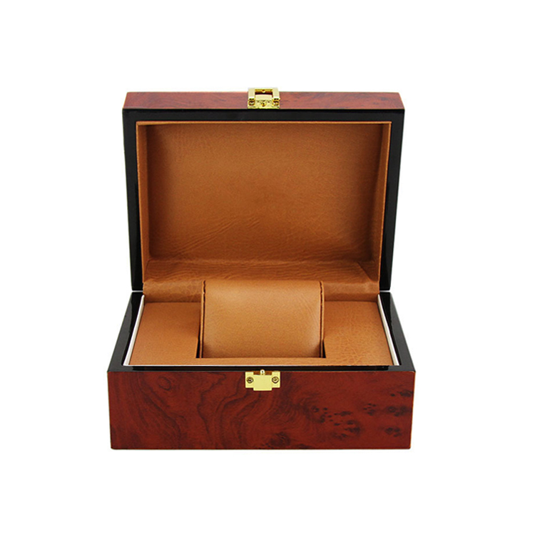 Luxury OEM Custom High Glossy Single Wooden Men Watch Boxes Packaging For Gift