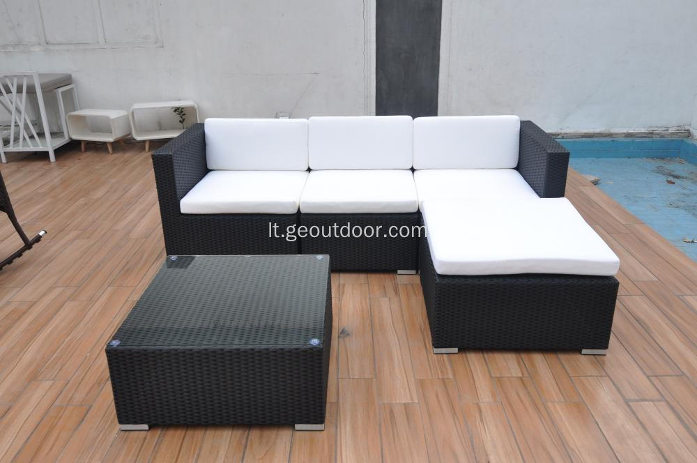 klasikinis rotango audimo aliuminio sodo sofų rinkinys