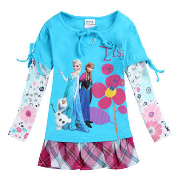 Girls' Shivering Printed Long T-shirt with EmbroideryNew