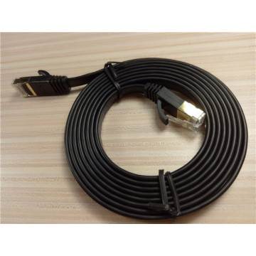 Câble réseau de câble Ethernet plat noir Cat7 de 30 pieds