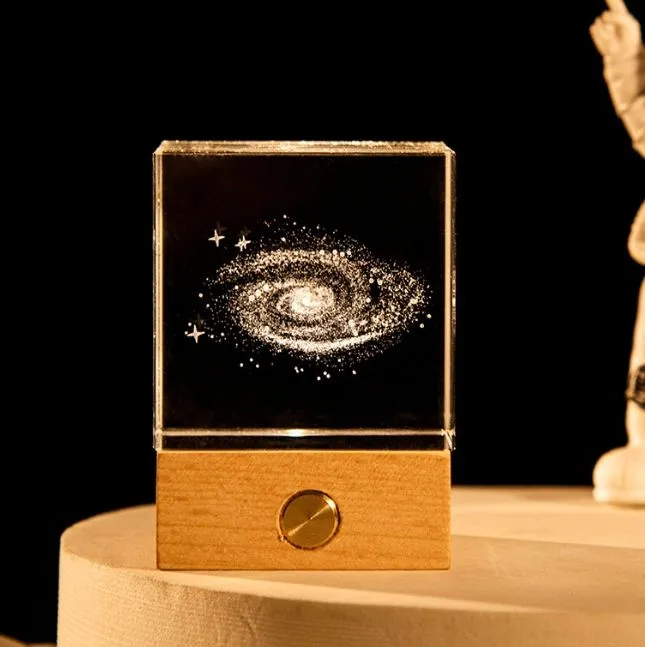 Decorative 3D Laser Carved Wooden Glow Night Light