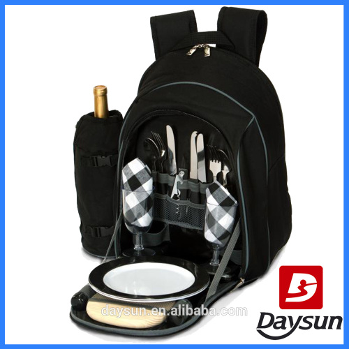 Insulated picnic bag 2 person picnic backpack with wine holder