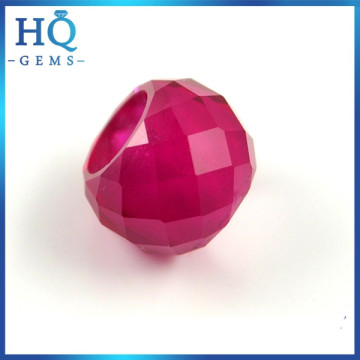 8mm Big Hole Faceted Ruby Beads