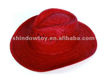 Red natural straw hat, Promotion red straw hat