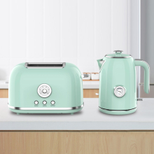 Retro Stainless Steel Electric Kettle and Toaster Set