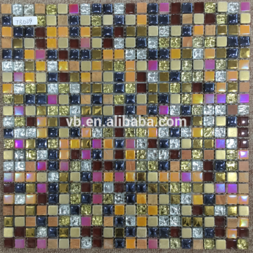 mixed color golden select glass and stone mosaic wall tiles