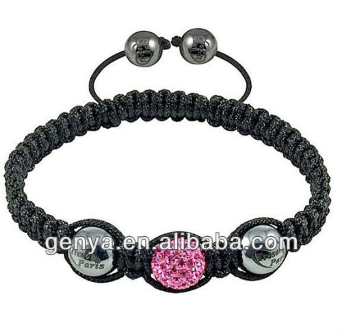 Handmade Shambala Bracelet with pink crystal beads