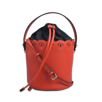 Mansur Gavriel Straw＆Saffianoレザーバケットバッグ