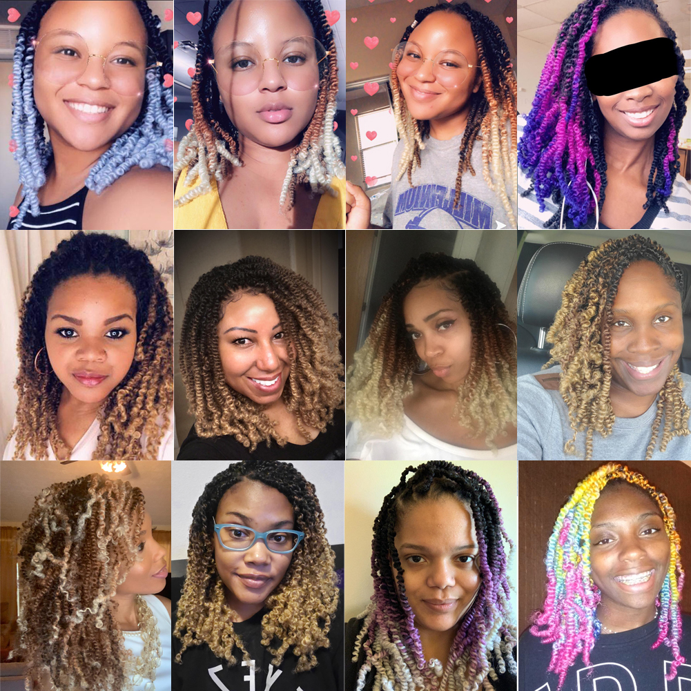 Hot sell 8'  spring twist  wholesale Synthetic spring twist blue spring twist hair