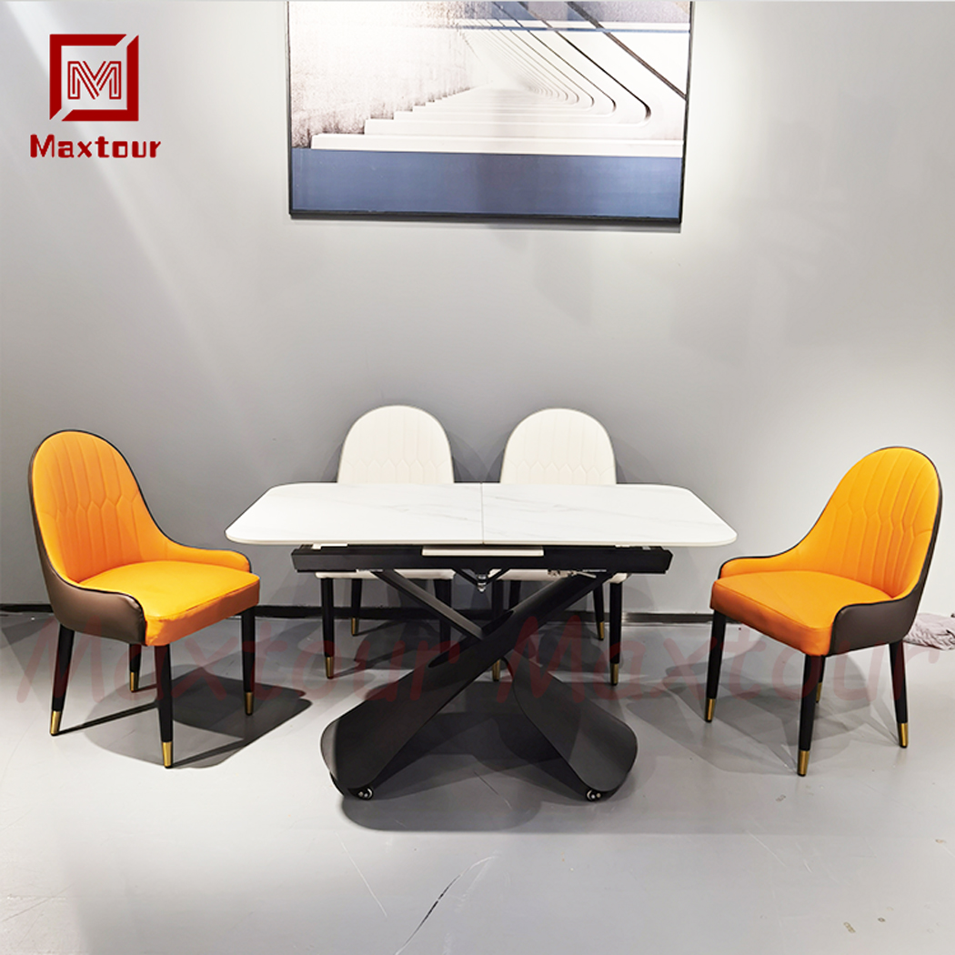 Modern Extendable Rectangular Dining Table Small Apartment Functional Table Set Home Office Dining Metal Kitchen Hotel Use