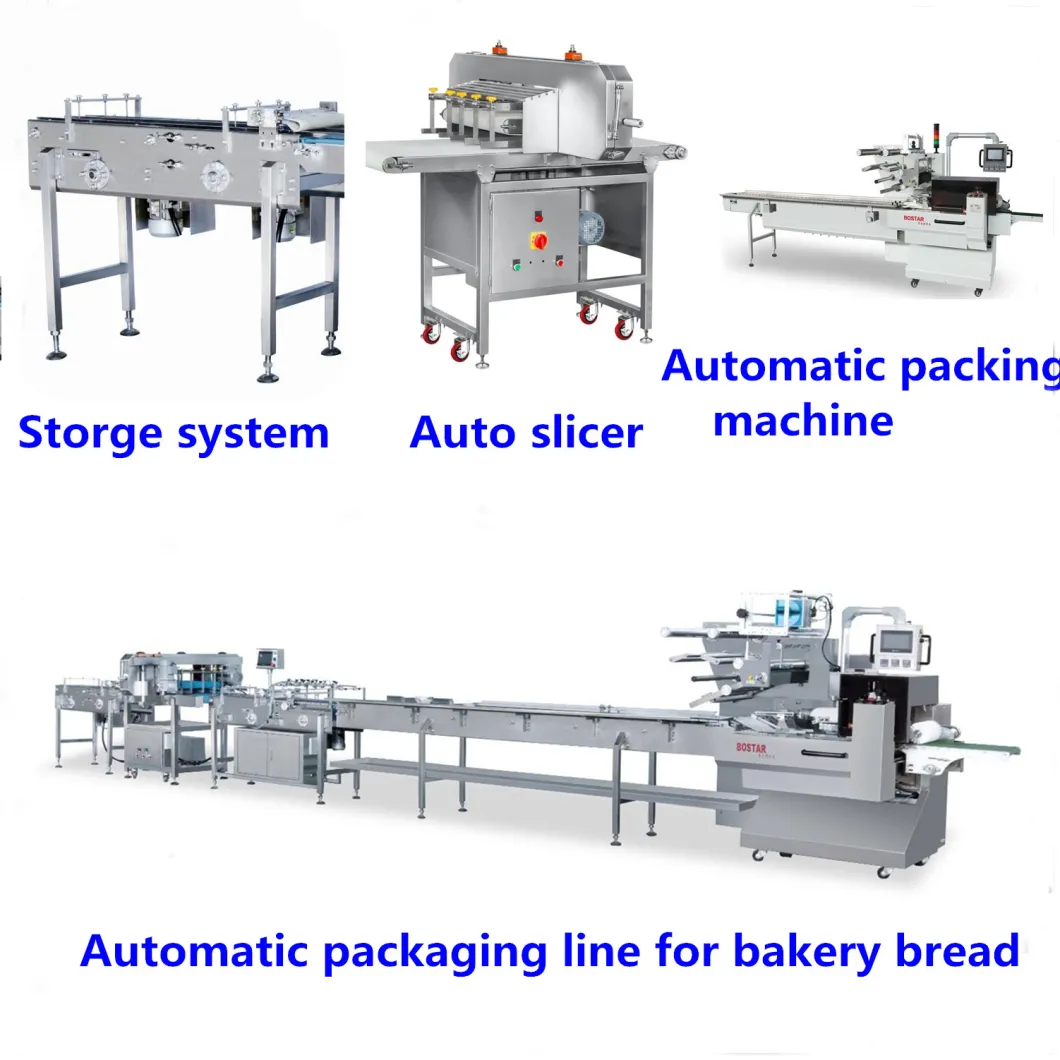 Bostar Heiße verkaufende halbautomatische Schlauchbeutelverpackungsmaschinenlinie für Burgerbrötchen/Rollen/Hotdog mit Aufschnittmaschine