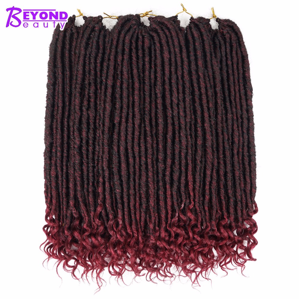 salon packaging Faux Locs Curly Crochet Braiding Hair 14 18 Inch Goddess Faux Locks Hair Synthetic Crochet Braids Hair Extension