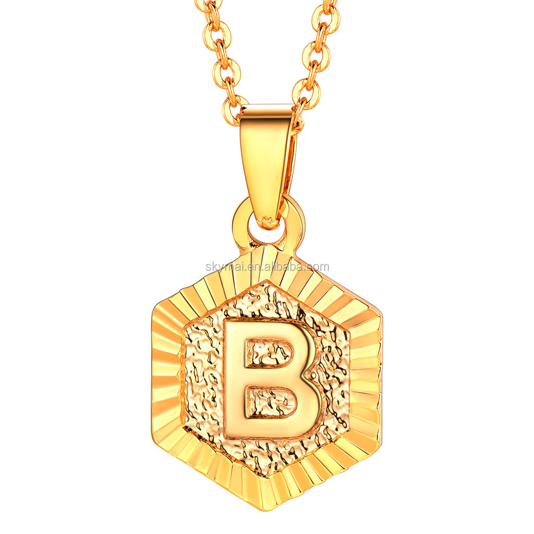 Stainless steel gold Letter necklace initial letter pendant necklace