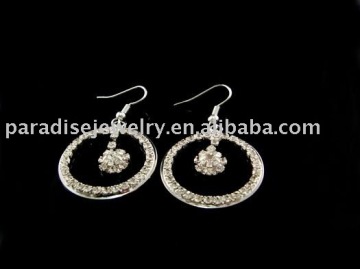 rhinestone hoop dangle earring
