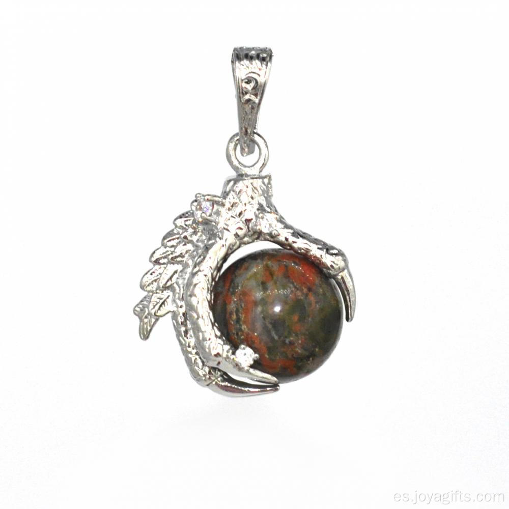 Nuevos productos 2016 Charm Jewelry Unakite Sphere Dragon Ball Garra colgante