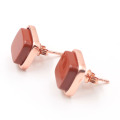 Natural crystal stone agate earrings earring stud