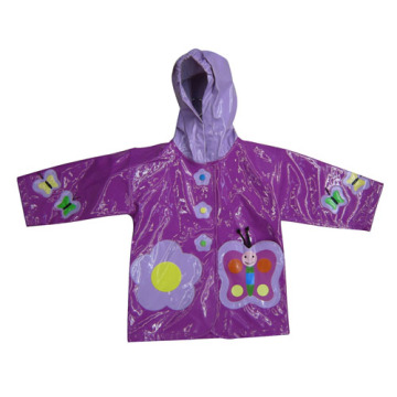 the environmental and bright colors of PU raincoat for kids