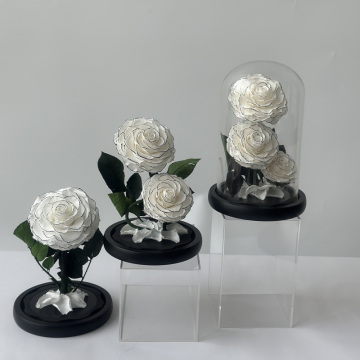 Single Rose Eternal Preserved Rose with Stem in Glass Dome - Eternal Love Rose for Valentine's Day