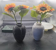 New Design Natural Nero Marquina Black Marble Vase