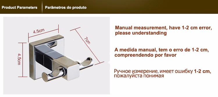 high quality brass square bathroom hardware accessories robe hook clothes hanger holder bag holder hook
