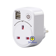 Professional Universal Europe & UK Plug Socket Timer with USB Multi-Plug Adapter