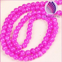 6mm solid fuchsia color round glass beads free sample