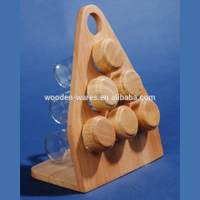 Triangle shaped wooden spice rack, 3 tiers spice rack