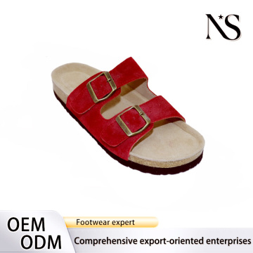 Vibrant Red Sandals with Adjustable Metal Buckles