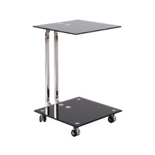 Cheap black glass coffee table with wheels