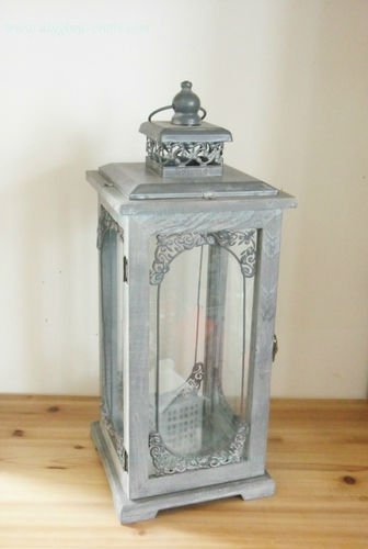 antique grey wood candle lanterns