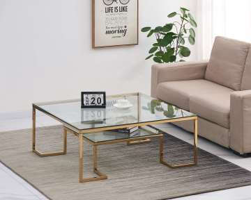 two-tier glass sofa table