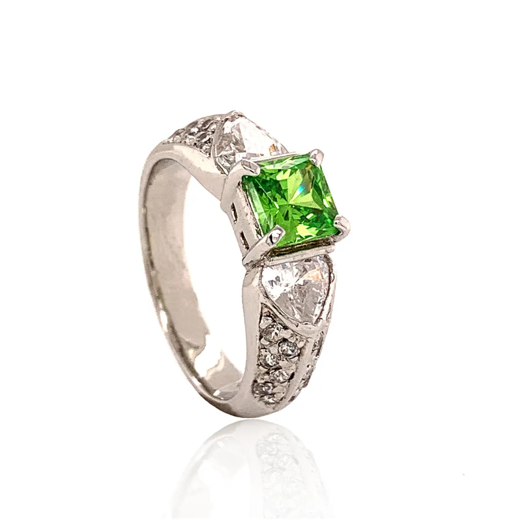 925 Hotselling Sterling Silver Jewellery Green CZ Ring for Women