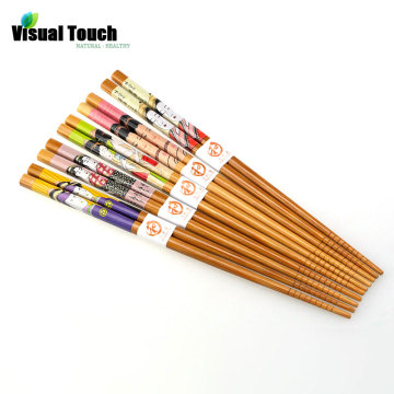 Visual Touch Japanese Girls Pattern Bamboo Chopsticks Set Asian Tableware Dinnerware