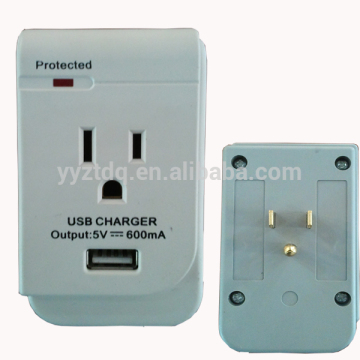 US Grounding adapter with USB ports single outlet